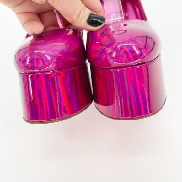 Christian Louboutin Yazefir 130 Pink Iridescent Leather Platform Pump EU 37.5 - Picture 6 of 14